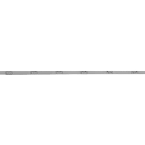 Metal PlugTrak, 15A 2 Circuit, 6 Receptacle, 6' Length, Gray